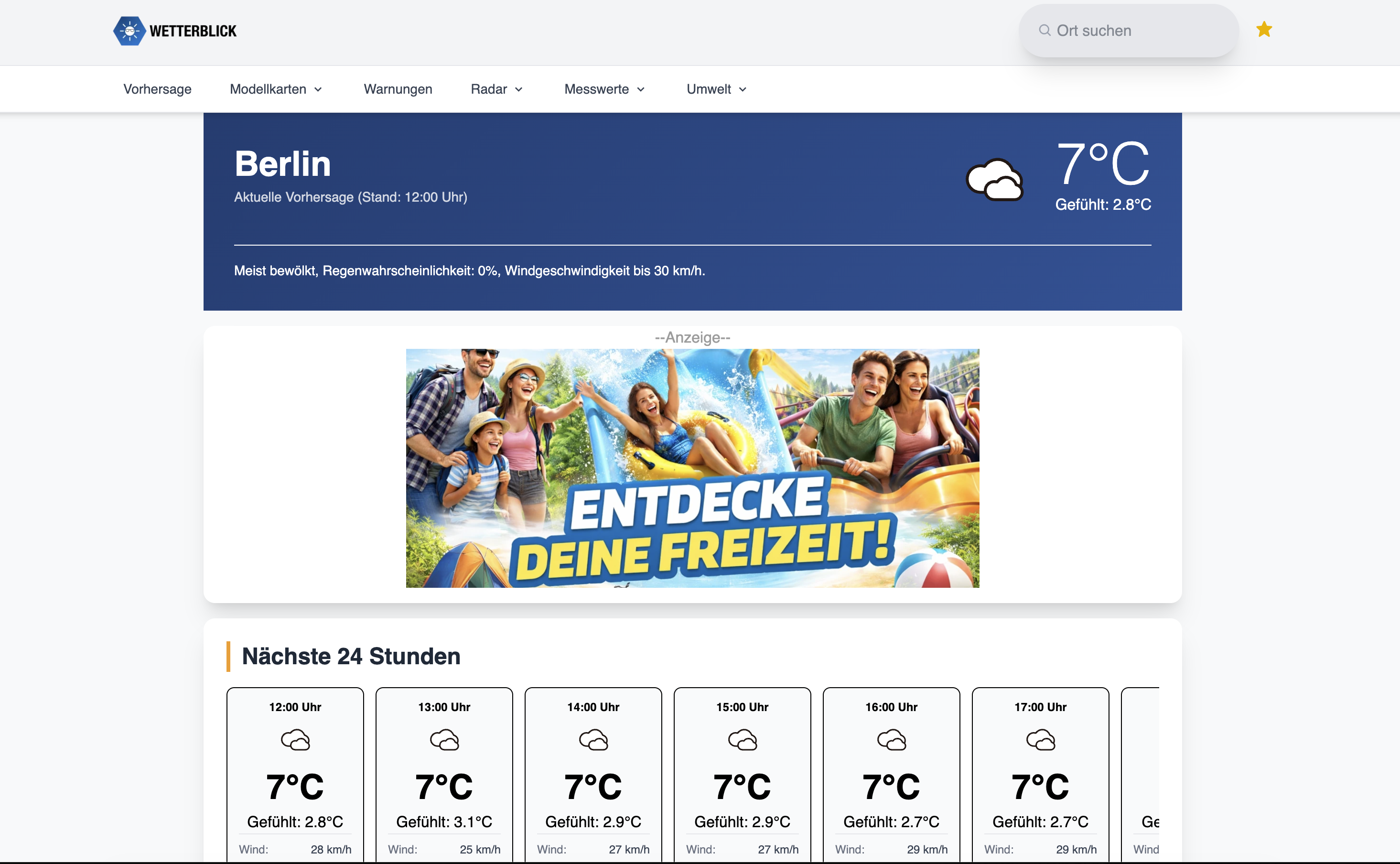 Werbebeispiel auf dem Desktop PC